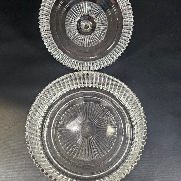 Anchor Hocking Pressed Glass Clear Queen Mary Ribbed Round Candy Dish. Vintage - Picture 7 of 12